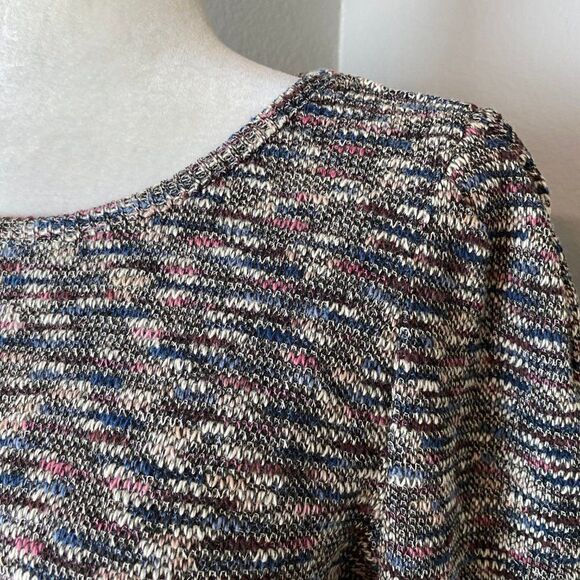 Madewell Womens Sweater XXL Puff Sleeve Marled Knit Gray Multicolored Cropped - Picture 6 of 12
